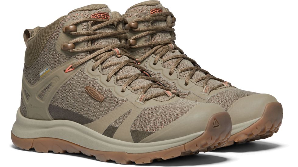KEEN Terradora II Mid WP Shoes - Womens, Timberwolf/Coral, 9.5 US, 1022358-tw/coral-9.5