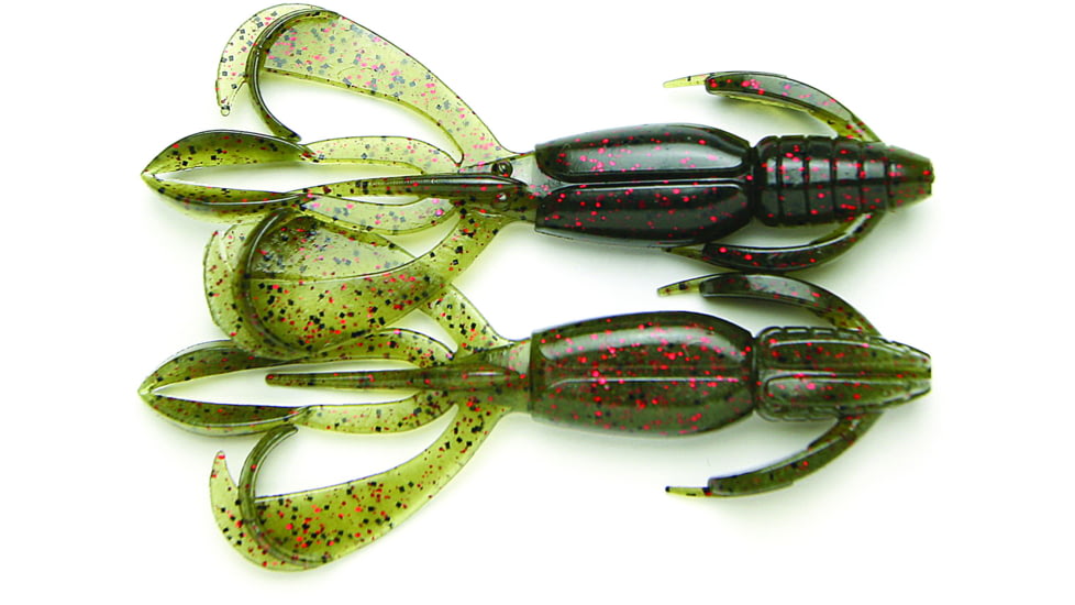 Keitech Crazy Flapper, Watermelon Red Flake, 3.6in Twin Tail Craw/Creature, 7Pk, Bag/Blister Pack, Squid Scent Infused, CF36208