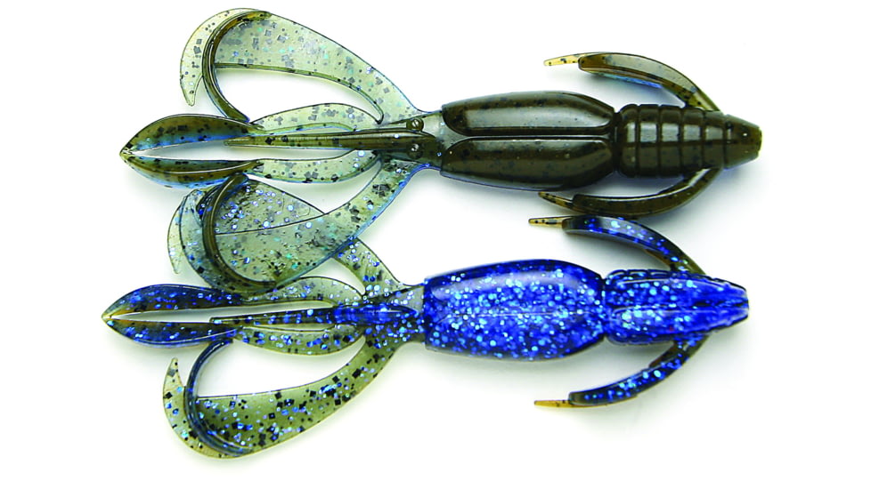 Keitech Crazy Flapper, Okeechobee Craw, 4.4in Twin Tail Craw/Creature, 6Pk, Bag/Blister Pack, Squid Scent Infused, CF44402