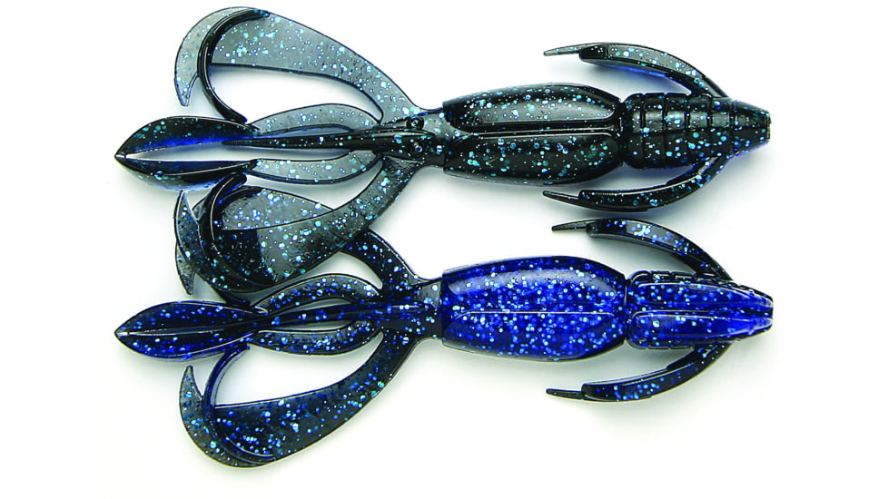 Keitech Crazy Flapper, Black Bkue Flake, 3.6in Twin Tail Craw/Creature, 7Pk, Bag/Blister Pack, Squid Scent Infused, CF36413
