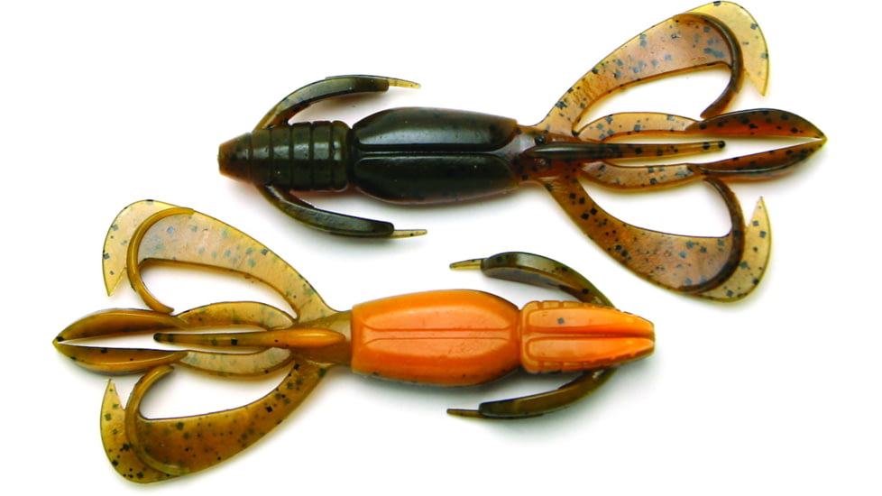 Keitech Crazy Flapper, Alabama Crawn, 3.6in Twin Tail Craw/Creature, 7Pk, Bag/Blister Pack, Squid Scent Infused, CF36US07