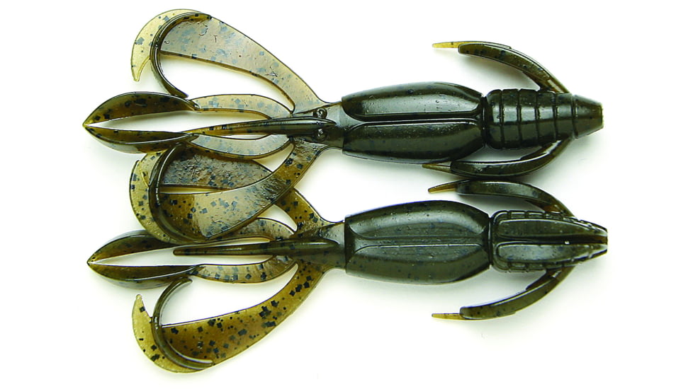 Keitech Crazy Flapper, Green Pumpkin, 3.6in Twin Tail Craw/Creature, 7Pk, Bag/Blister Pack, Squid Scent Infused, CF36101