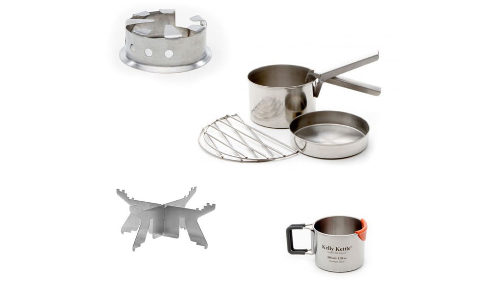Kelly Kettle Trekker &amp; Kit, Stainless Steel, 50121