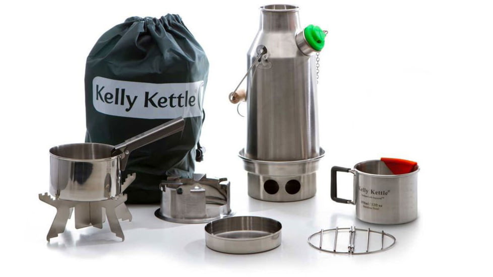 Kelly Kettle Trekker &amp; Kit, Stainless Steel, 50121