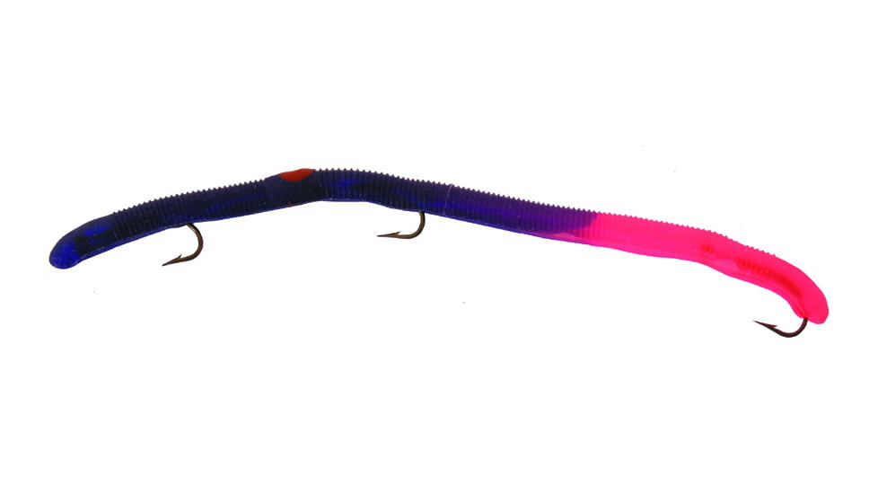 Kellys Fire Tail Pre-Rigged Plastic Worm, 5 1/2in, 3 Number 6 Hooks, Purple Firetail, FT103-P/FT