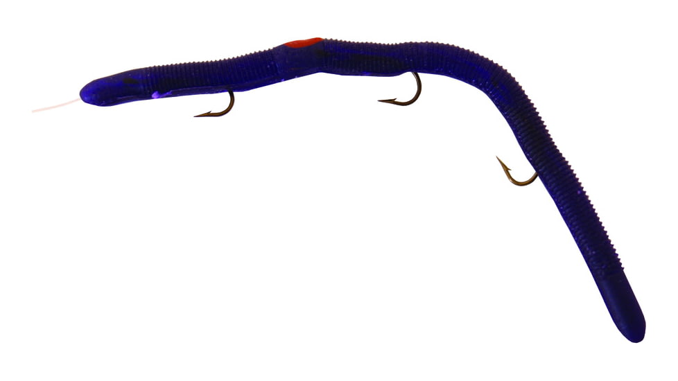 Kellys Plow Jockeys Pre-Rigged Plastic Worm, 5 1/2in, 3 Number 6 Hooks, Purple Wild Grape, PJ100-PWG
