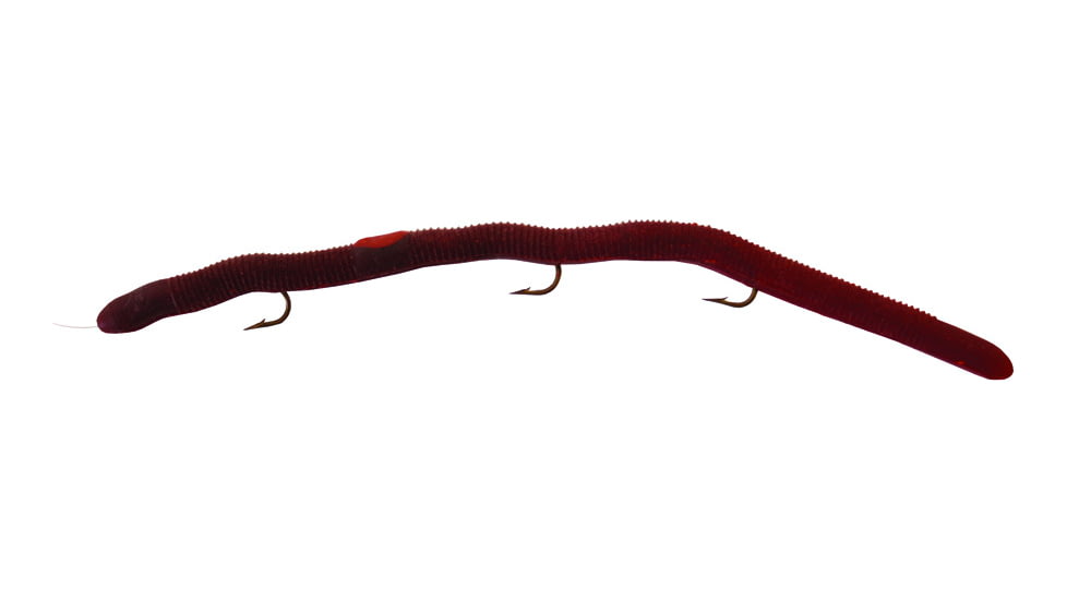 Kellys Plow Jockeys Pre-Rigged Plastic Worm, 5 1/2in, 3 Number 6 Hooks, Red Swamp Berry, PJ100-RSB