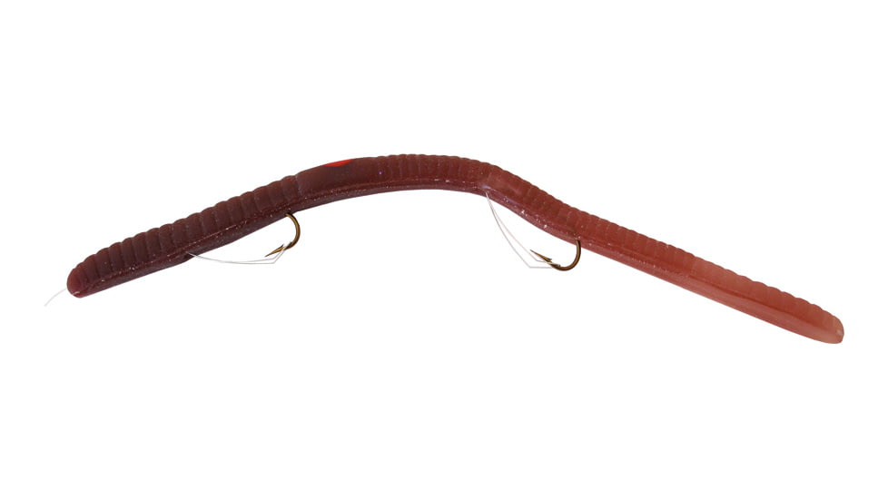 Kellys Weedless Bass Crawler Pre-Rigged Plastic Worm, 6 1/2in, 2 Sz 4 Weedless Hooks, Neutral Clear Tail, WBC108-NCT