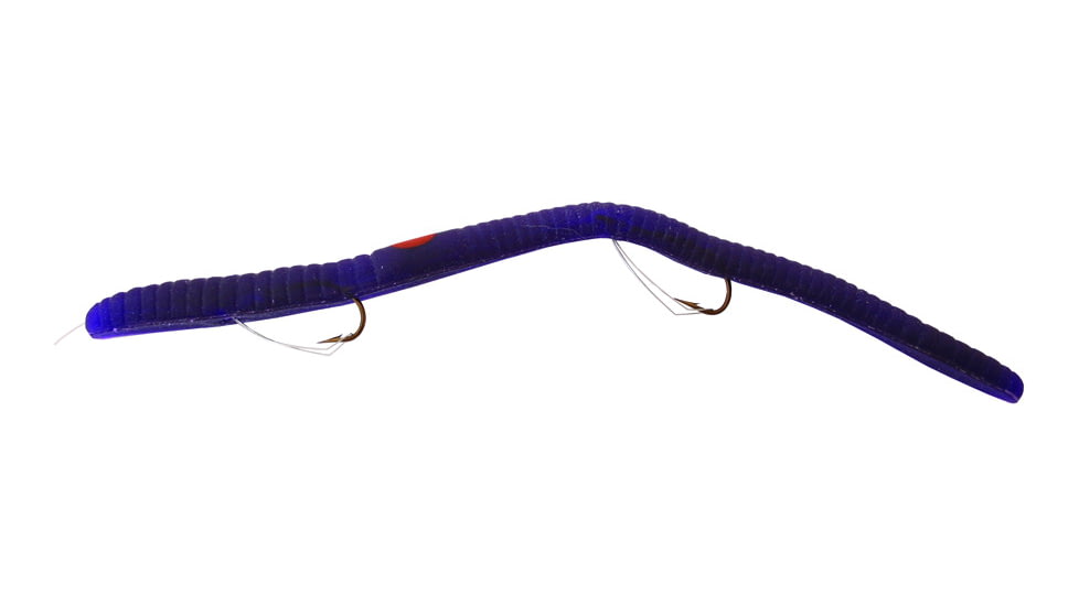 Kellys Weedless Bass Crawler Pre-Rigged Plastic Worm, 6 1/2in, 2 Sz 4 Weedless Hooks, Purple Wild Grape, WBC108-PWG