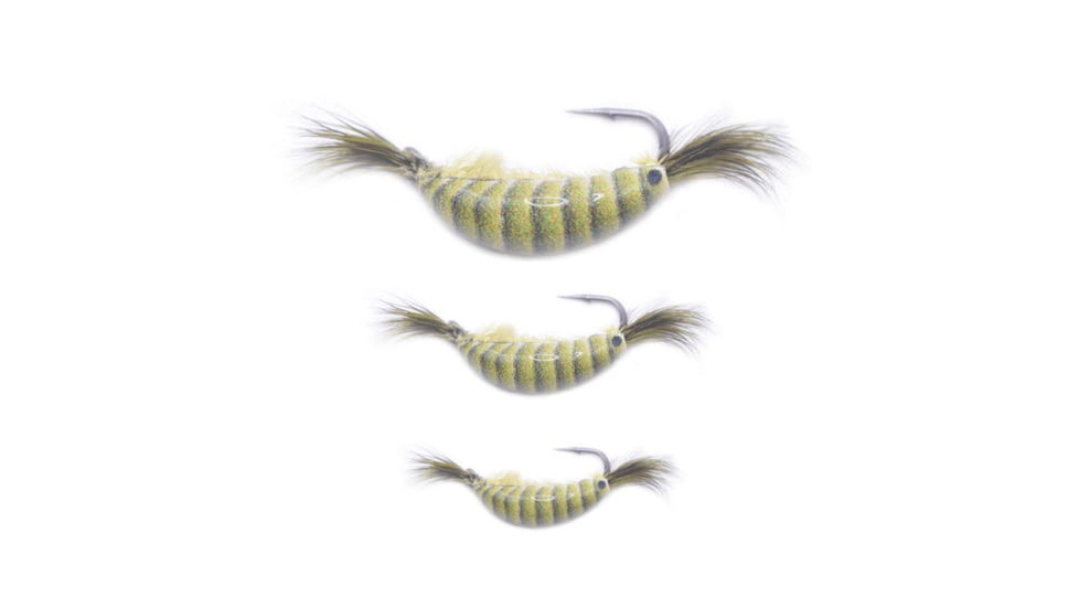 Kenders Outdoors Akua Natural Shrimp, 12 Hook, Olive Green, 1/64 oz, NS1-2