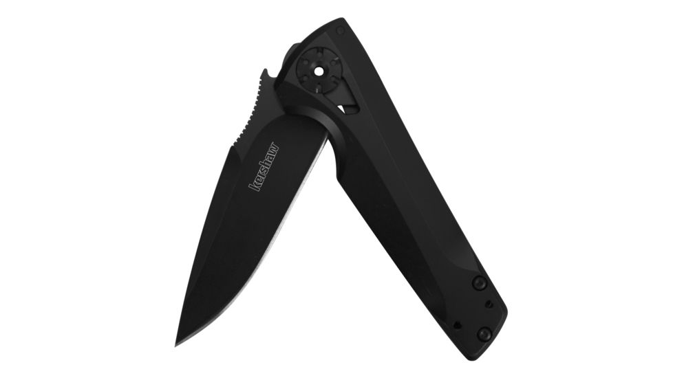Kershaw Flythrough Folding Knife, Black Blade and Handle, 1988