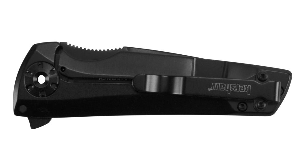 Kershaw Flythrough Folding Knife, Black Blade and Handle, 1988
