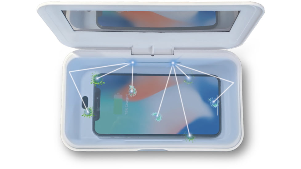 KeySmart CleanTray Charge Wireless Charging UV Light Sterilizer, white, KS926-WHT