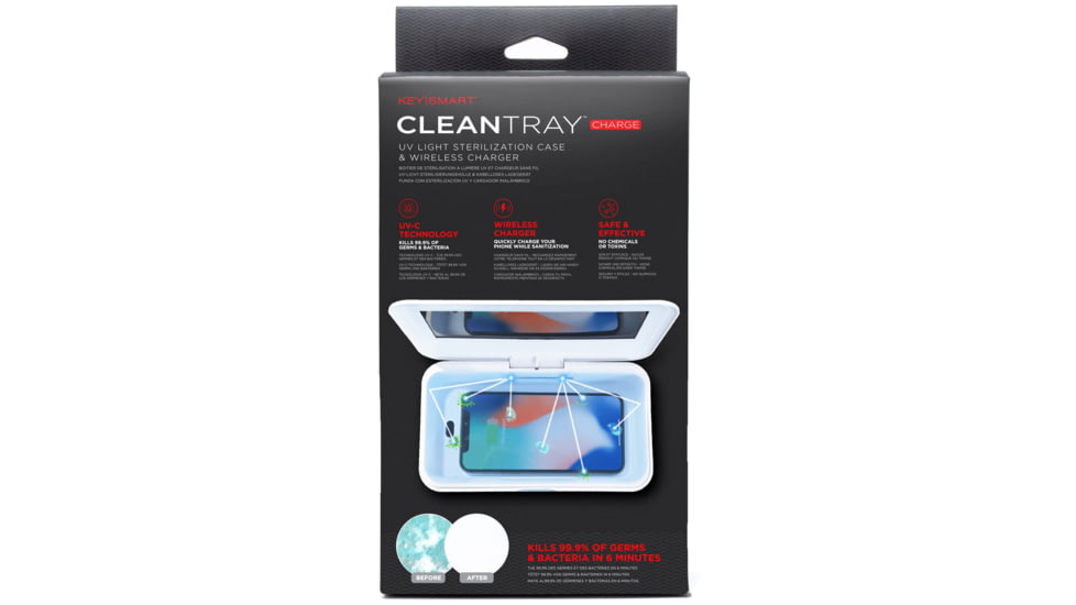 KeySmart CleanTray Charge Wireless Charging UV Light Sterilizer, white, KS926-WHT