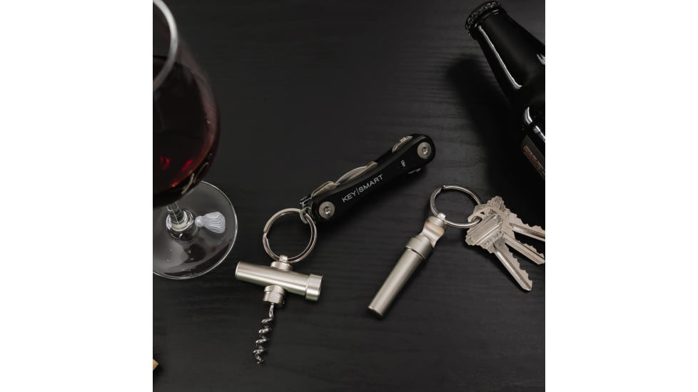KeySmart CorkSmart Keychain Wine &amp; Bottle Opener, Stainless, KS821-SS
