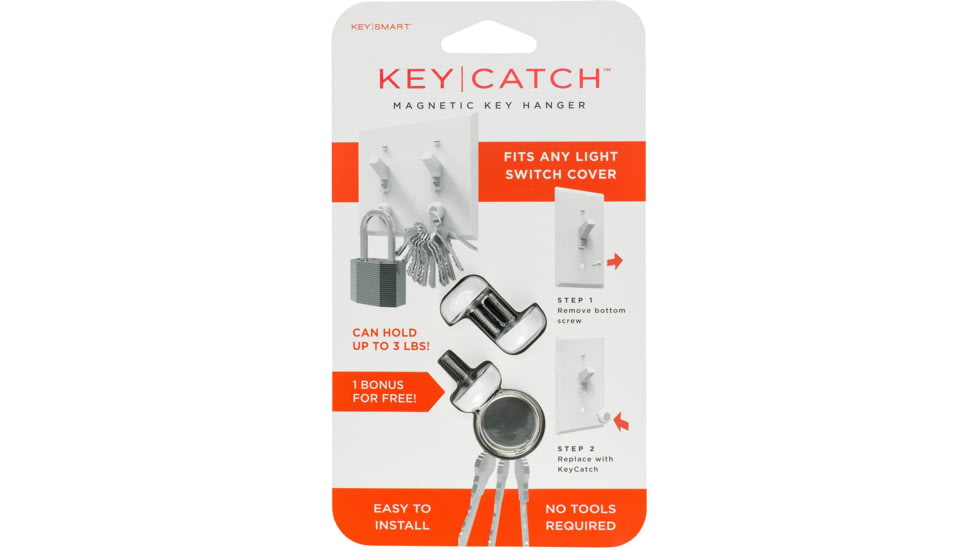 KeySmart KeyCatch Magnetic Key Rack, 3 Pack, White, KS230-3PK