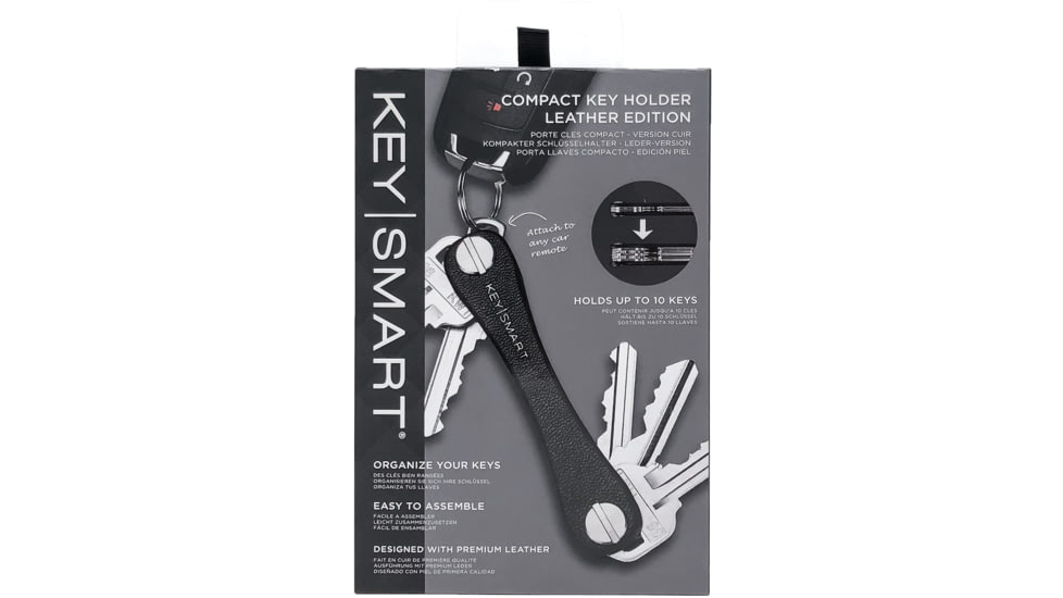 KeySmart KeySmart Leather Compact Key Holder, Black, KS019-BLK-LEA