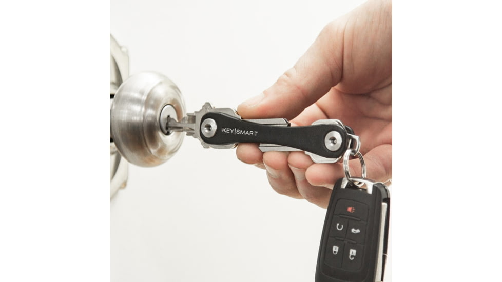 KeySmart KeySmart Leather Compact Key Holder, Black, KS019-BLK-LEA