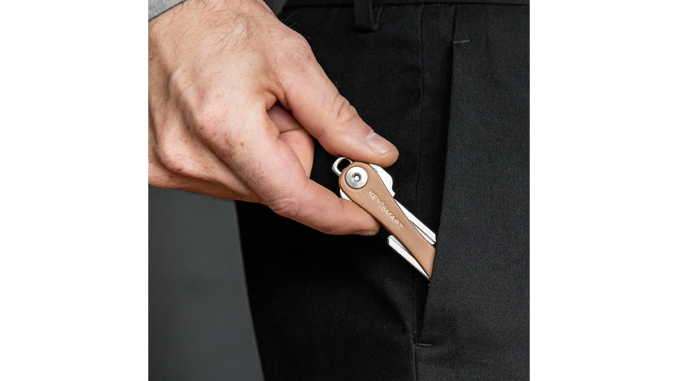 KeySmart KeySmart Leather Compact Key Holder, Tan, KS019-TAN-LEA