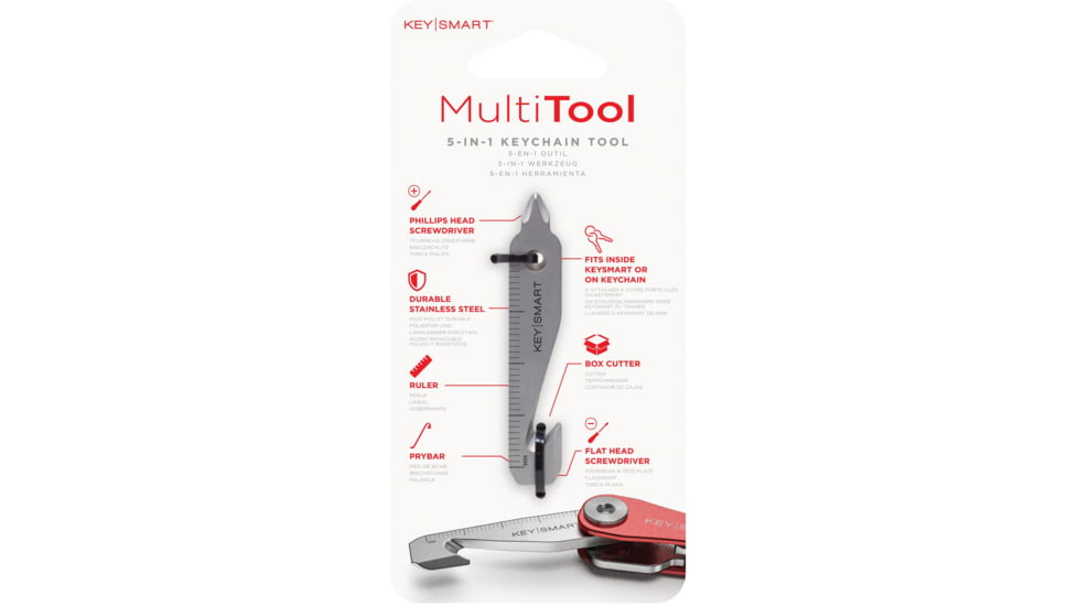 KeySmart KeySmart MultiTool 5-in-1 Keychain Tool, Stainless, KS823-SS