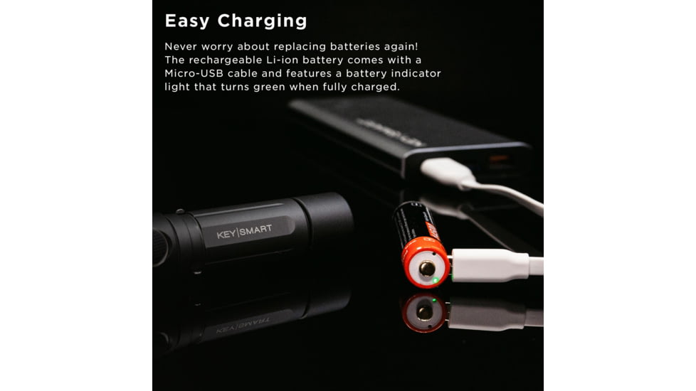 KeySmart Nano Torch Twist Pivot Head Flashlight, 600 Lumens, Black, KS819-BLK