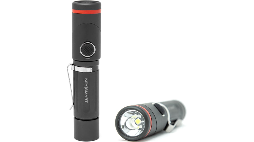 KeySmart Nano Torch Twist Pivot Head Flashlight, Aluminum, Black, KS819-BLK