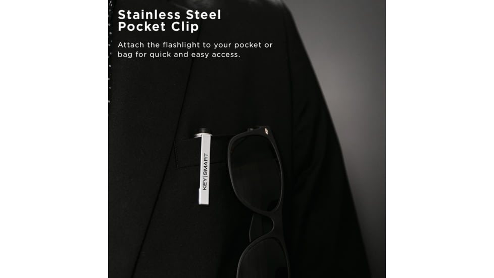 KeySmart Nano Torch XL Compact Pen Light, 120 Lumens, Silver, KS818-SVR