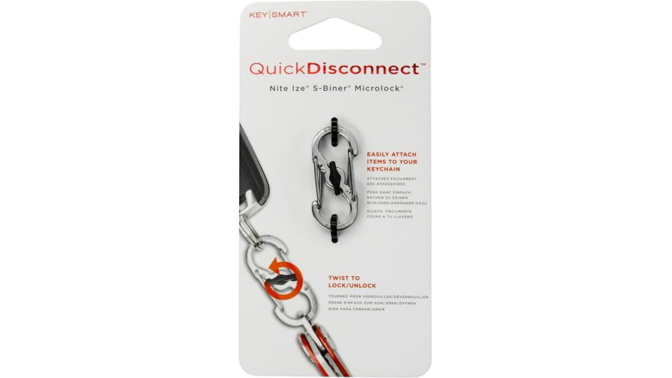 KeySmart Quick Disconnect Nite Ize S-Biner Microlock, Stainless, KS109-SS