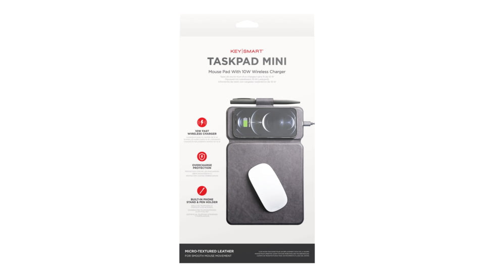 KeySmart TaskPad Mini Wireless Charging Mousepad, Black, KS503-BLK