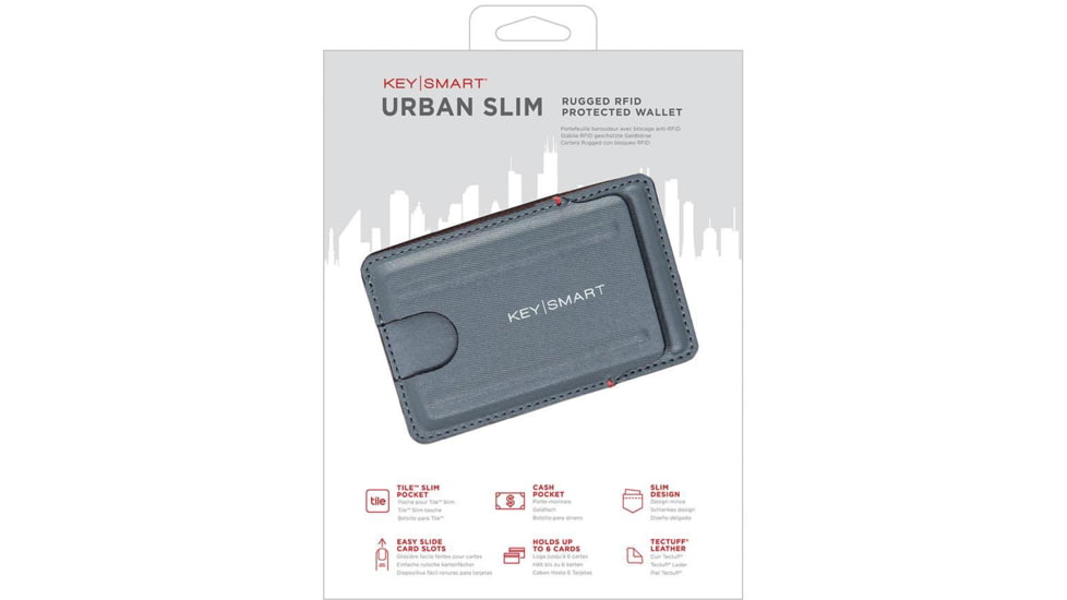 KeySmart Urban Union Slim Wallet, Grey, KS836-GRY