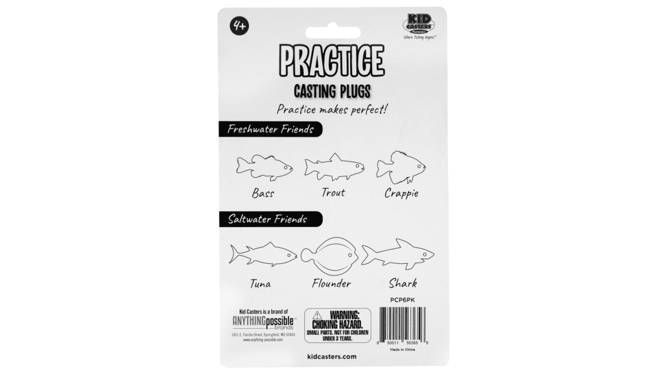 Kid Casters Kid Casters Practice Casting Plugs, Multicolor, PCP6PK