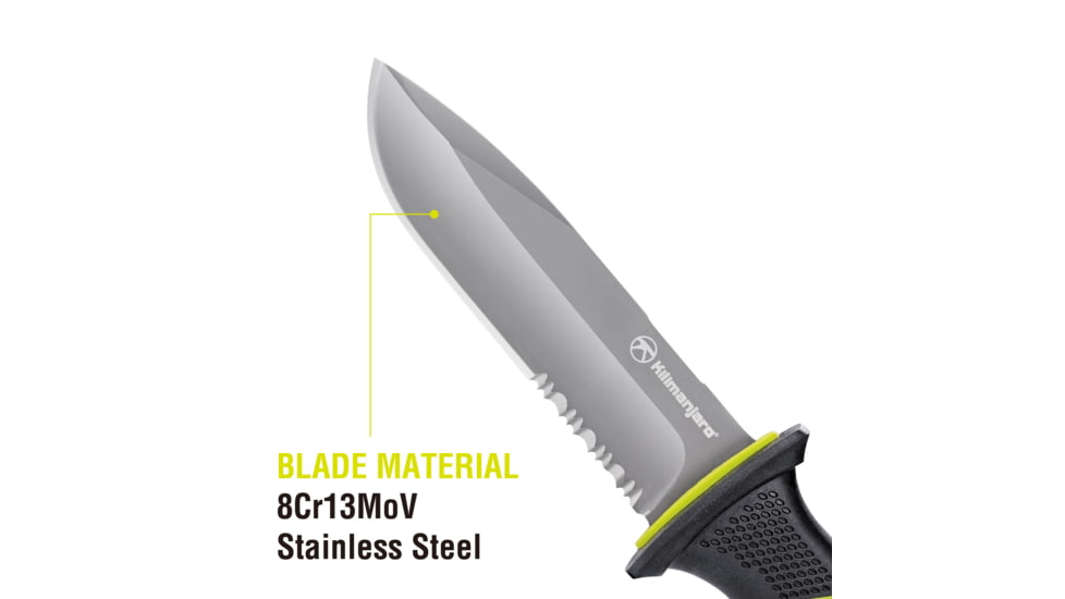 Kilimanjaro Gear Kibo Survival Fixed Blade Knife,4.75in, Black Handle, Black ComboEdge KJ910091
