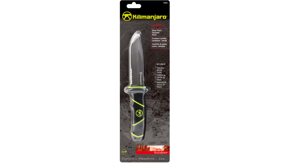 Kilimanjaro Gear Kibo Survival Fixed Blade Knife,4.75in, Black Handle, Black ComboEdge KJ910091