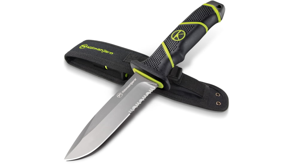 Kilimanjaro Gear Kibo Survival Fixed Blade Knife,4.75in, Black Handle, Black ComboEdge KJ910091