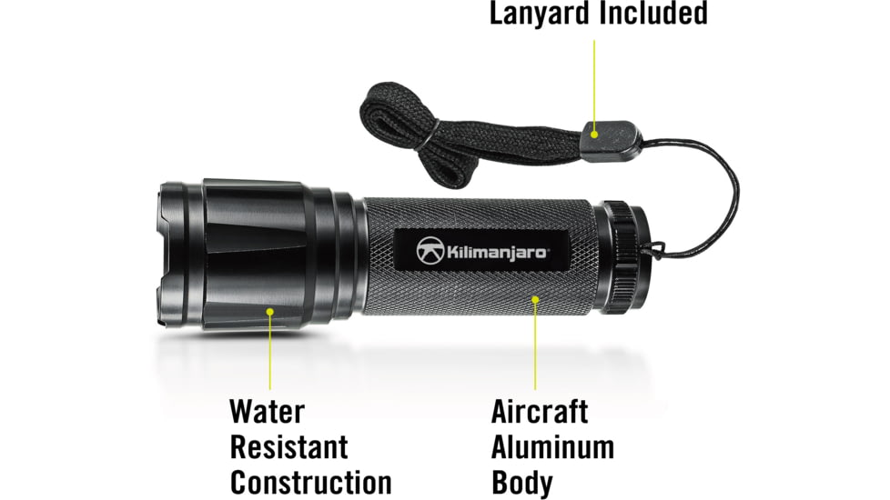 Kilimanjaro Gear LED Flashlight 2pk, Black, 250 Lumens, 3 AAA Included KJ910080, EDEMO1