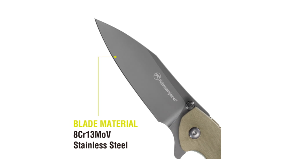 Kilimanjaro Gear Morsa Folding Knife,3.5in,Tan Wood Grain G10 , Black Plain Blade KJ910028