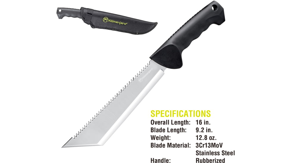 Kilimanjaro Gear TM16 Tanto Machete w/ Saw Back,16in KJ910041