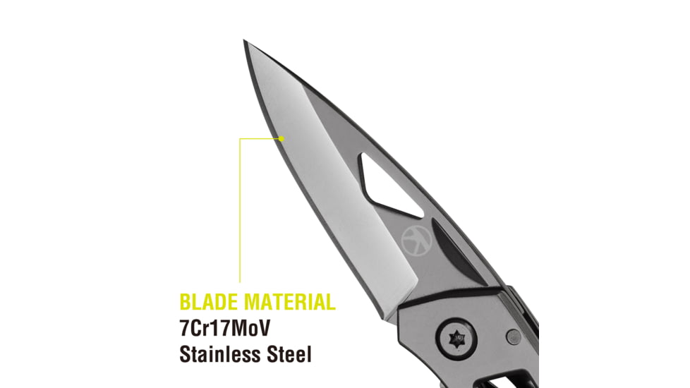 Kilimanjaro Gear Vertice Folding Knife,2.6in,Skeletonized Handle,Plain Blade KJ910062