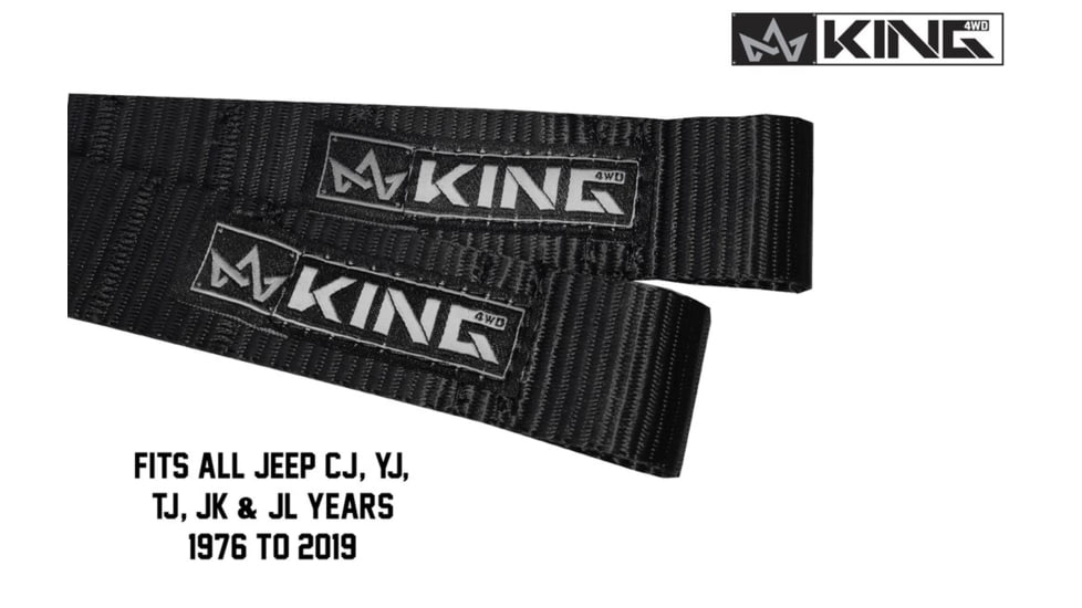 King 4WD Interior Door Straps, 1 Pair, Jeep CJ, YJ, TJ, JK &amp; JL 1976 - 2019, Black, 16010001