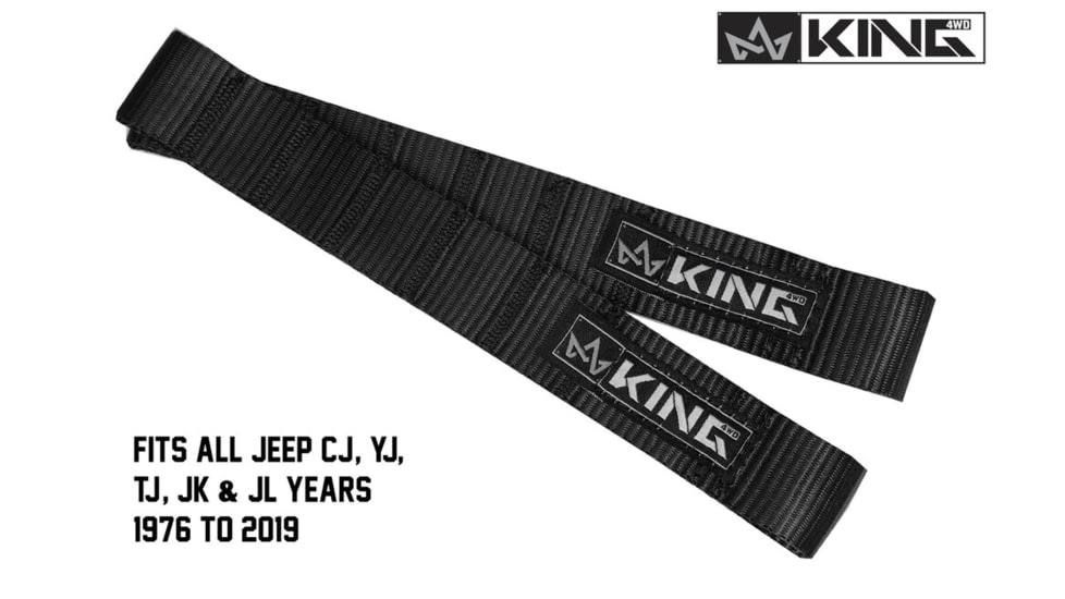 King 4WD Interior Door Straps, 1 Pair, Jeep CJ, YJ, TJ, JK &amp; JL 1976 - 2019, Black, 16010001