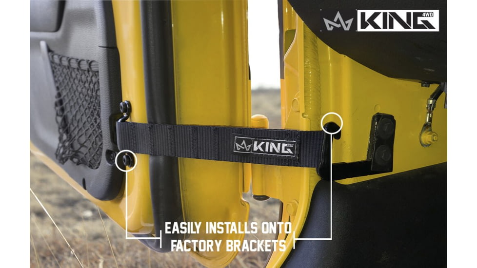 King 4WD Interior Door Straps, 1 Pair, Jeep CJ, YJ, TJ, JK &amp; JL 1976 - 2019, Black, 16010001