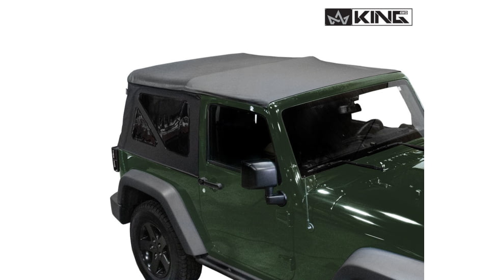 King 4WD Replacement Soft Top, Jeep Wrangler JK 2 Door 2007 - 2009, w/ Tinted Windows, Black Diamond, 14010335