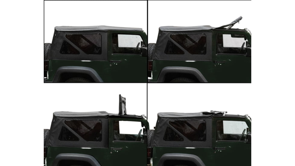 King 4WD Replacement Soft Top, Jeep Wrangler JK 2 Door 2007 - 2009, w/ Tinted Windows, Black Diamond, 14010335