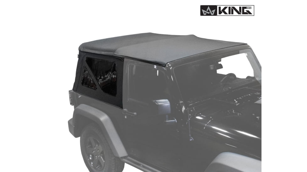 King 4WD Replacement Soft Top, Jeep Wrangler JK 2 Door 2010 - 2018, w/ Tinted Windows, Black Diamond, 14010535