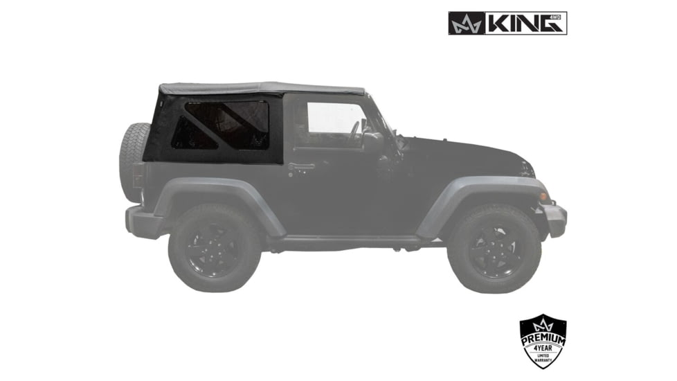 King 4WD Replacement Soft Top, Jeep Wrangler JK 2 Door 2010 - 2018, w/ Tinted Windows, Black Diamond, 14010535