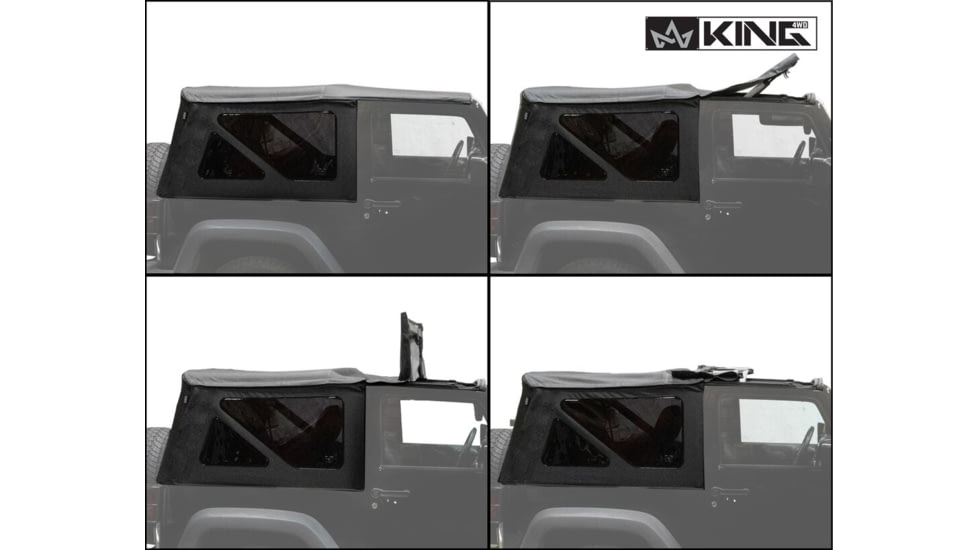 King 4WD Replacement Soft Top, Jeep Wrangler JK 2 Door 2010 - 2018, w/ Tinted Windows, Black Diamond, 14010535