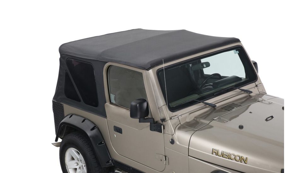 King 4WD Replacement Soft Top, Jeep Wrangler TJ 1997 - 2006, w/o Upper Doors, w/ Tinted Windows, Black Diamond, 14010235