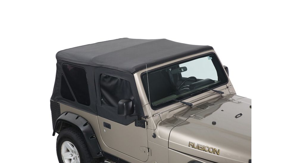 King 4WD Replacement Soft Top, Jeep Wrangler TJ 1997 - 2006, w/ Upper Doors, Tinted Windows, Black Diamond, 14010135
