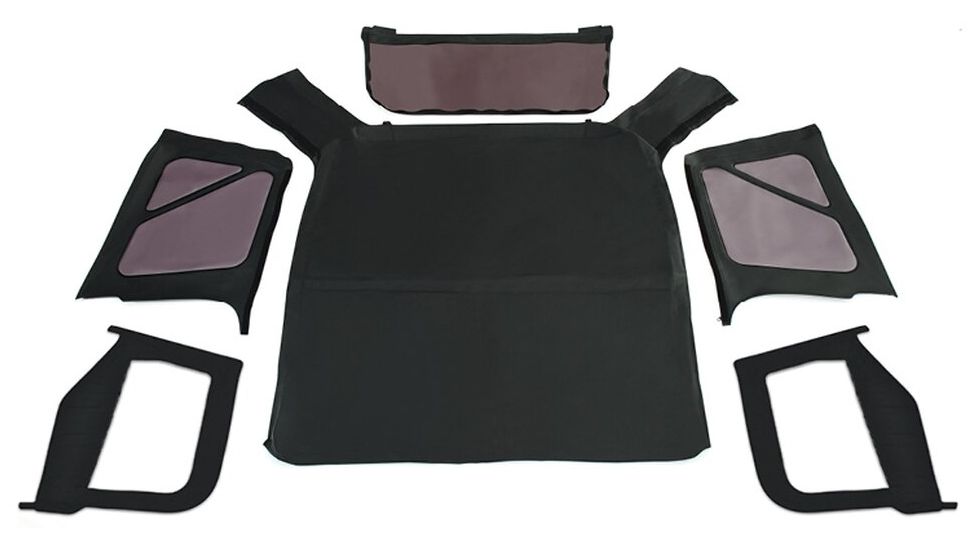 King 4WD Replacement Soft Top, Jeep Wrangler TJ 1997 - 2006, w/ Upper Doors, Tinted Windows, Black Diamond, 14010135