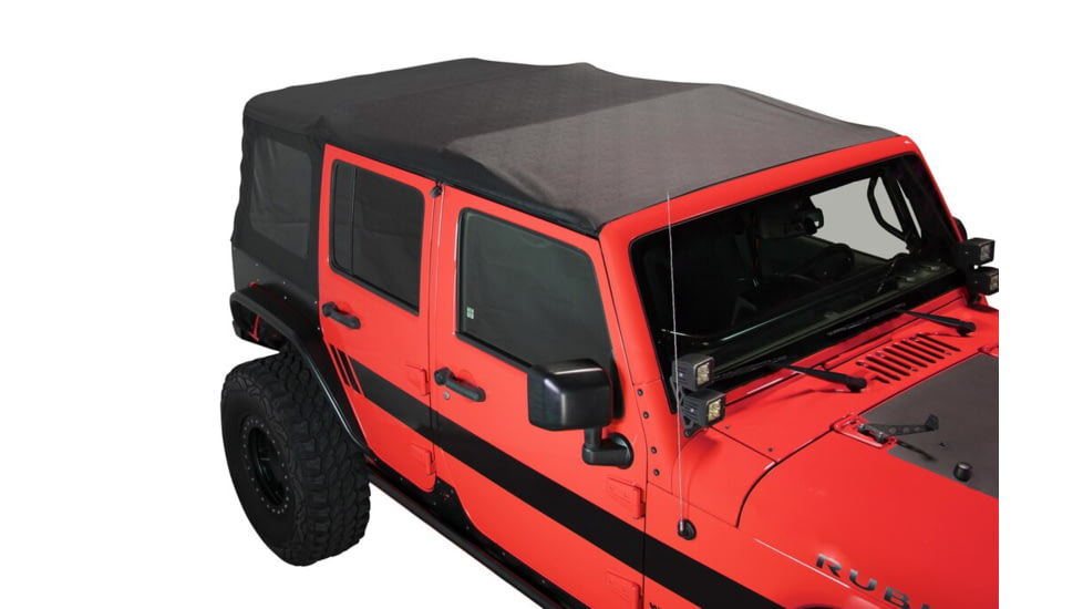 King 4WD Replacement Soft Top, Jeep Wrangler Unlimited JK 4 Door 2007 - 2009, w/ Tinted Windows, Black Diamond, 14010435